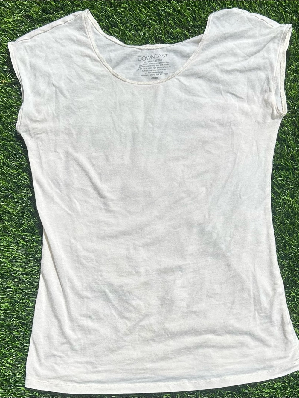 DownEast Cream Scoop Neck Cap Sleeve Tee